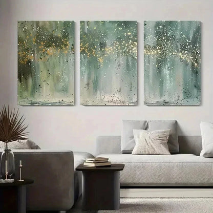 3pcs Golden & Green Forest Abstract Perfect Wall Art Set Canvas Framed 60x90cm - High Quality Print 100% Australian Made Wall Canvas Ready to Hang - Bella Home Decor