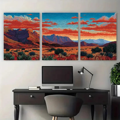 3pcs Desert & Mountain Landscape Décor Perfect Wall Art Canvas Unframed - High Quality Print 100% Australian Made Wall Canvas - Bella Home Decor