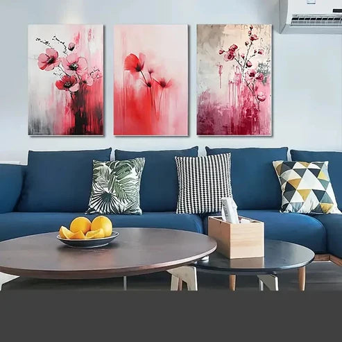 3pcs Pink Floral Sakura Flower SF Wall Art Set Canvas Unframed - High Quality Print 100% Australian Made Wall Canvas