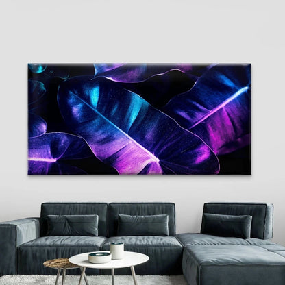 Neon Tropical Anthurium Leaves Wall Art Canvas Office Home Room Framed 120x60cm