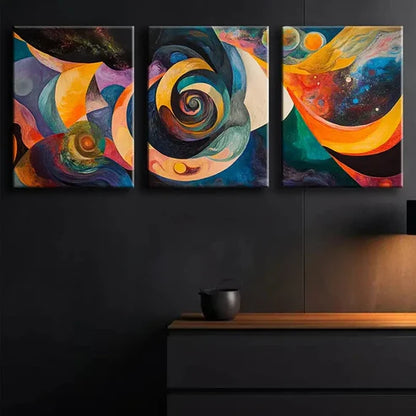 3pcs Colorful Abstract Swirl Painting Perfect Wall Art Set Canvas Unframed - High Quality Print 100% Australian Made Wall Canvas - Bella Home Decor