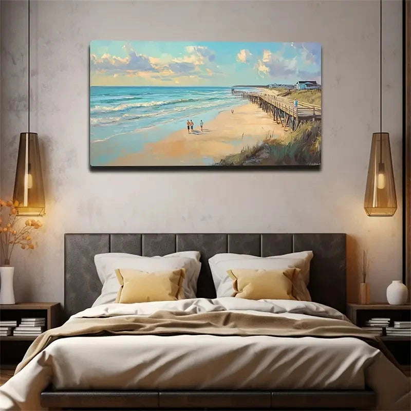Sea View Picture Corridor Wall Art Canvas Office Home Room Framed 120x60cm