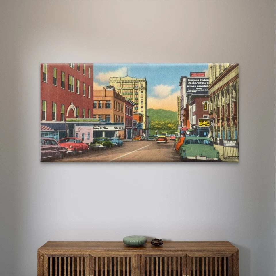 Vintage Classic City Street Urban Wall Art Canvas Office Home Framed 120x60cm