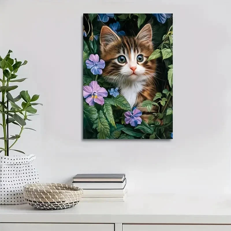 Adorable Norwegian Forest Cat Kitten Painting 40x60cm Metal Print Ready to Hang - Bella Home Decor