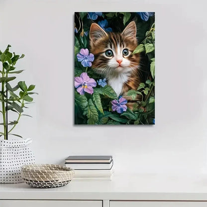 Adorable Norwegian Forest Cat Kitten Painting 40x60cm Metal Print Ready to Hang - Bella Home Decor