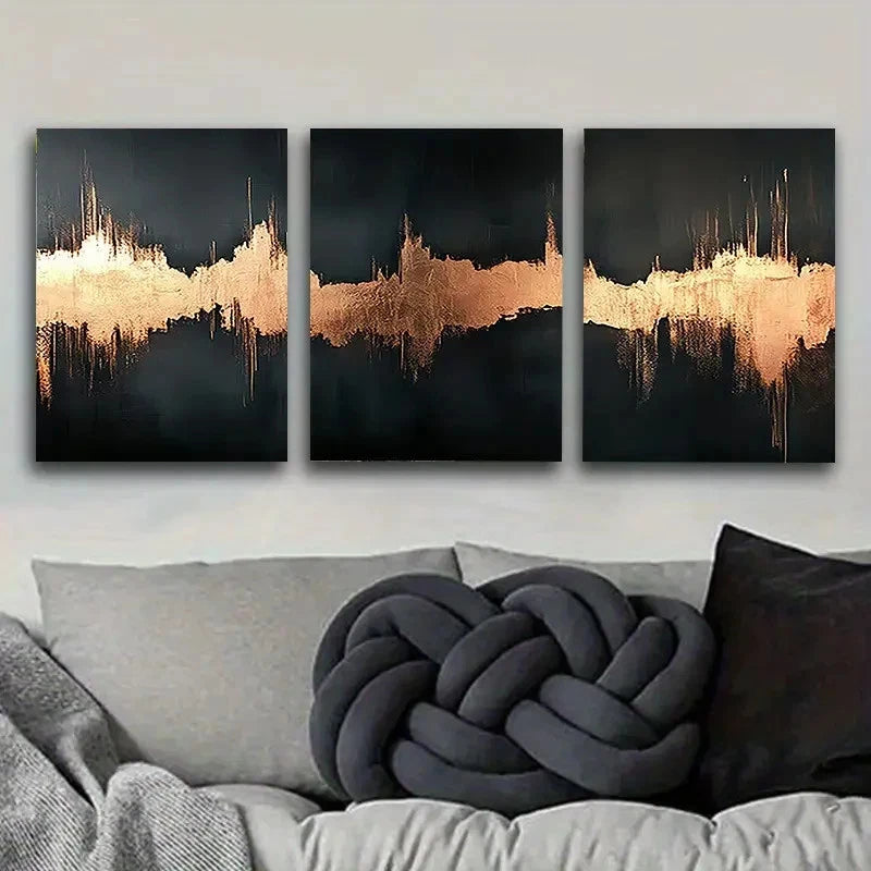 3pcs Copper Crystal Artwork Wall Art Set Canvas Framed 40x60cm - High Quality Print 100% Australian Made Wall Canvas Ready to Hang - Bella Home Decor