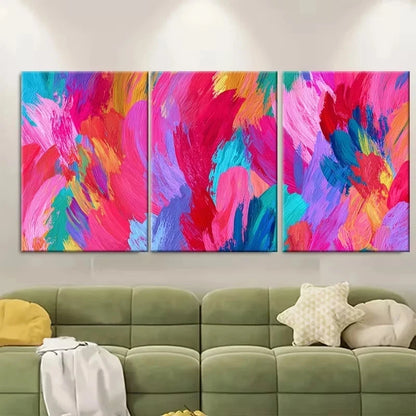 3pcs Vibrant Abstract Painting Colorful Wall Art Set Canvas Framed 40x60cm - High Quality Print 100% Australian Made Wall Canvas Ready to Hang