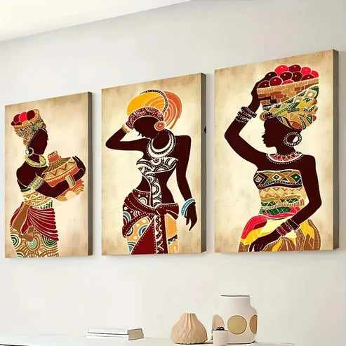 3pcs Colorful Abstract Women Beauty Wall Art Set Canvas Unframed - High Quality Print 100% Australian Made Wall Canvas - Bella Home Decor