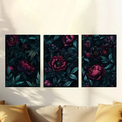 3pcs Blue and red tropical flowers Wall Art Set Canvas Framed 40x60cm - High Quality Print 100% Australian Made Wall Canvas Ready to Hang - Bella Home Decor