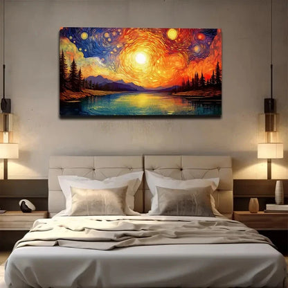 Mountain And Lake Wall Art Canvas Office Home Room Framed 120x60cm