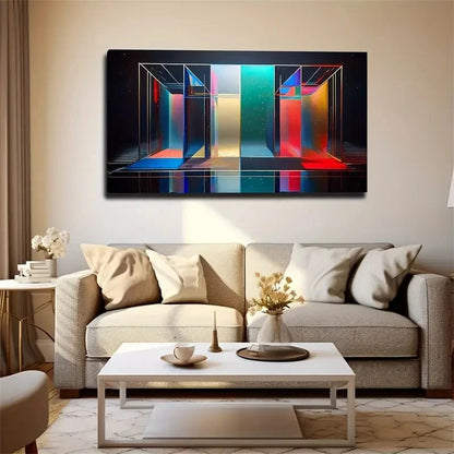 Abstract Geometric Modern Wall Art Canvas Office Home Room Framed 120x60cm