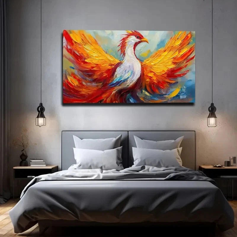 Vibrant Phoenix Wall Art Canvas Office Home Room Framed 120x60cm