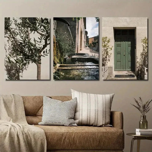 3pcs Green Olive Trees at Malta Home Wall Art Canvas Unframed - High Quality Print 100% Australian Made Wall Canvas