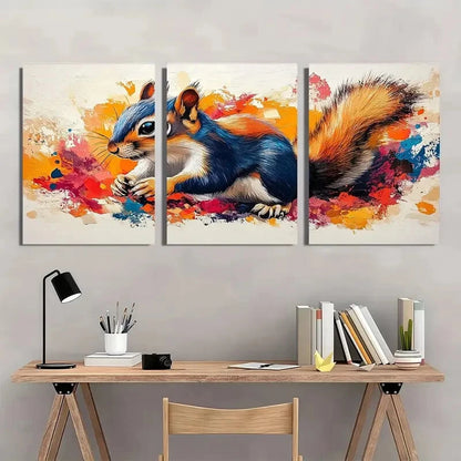 3pcs Colorful Vibrant Squirrel Animal Metal Print Ready to Hang Art - Bella Home Decor