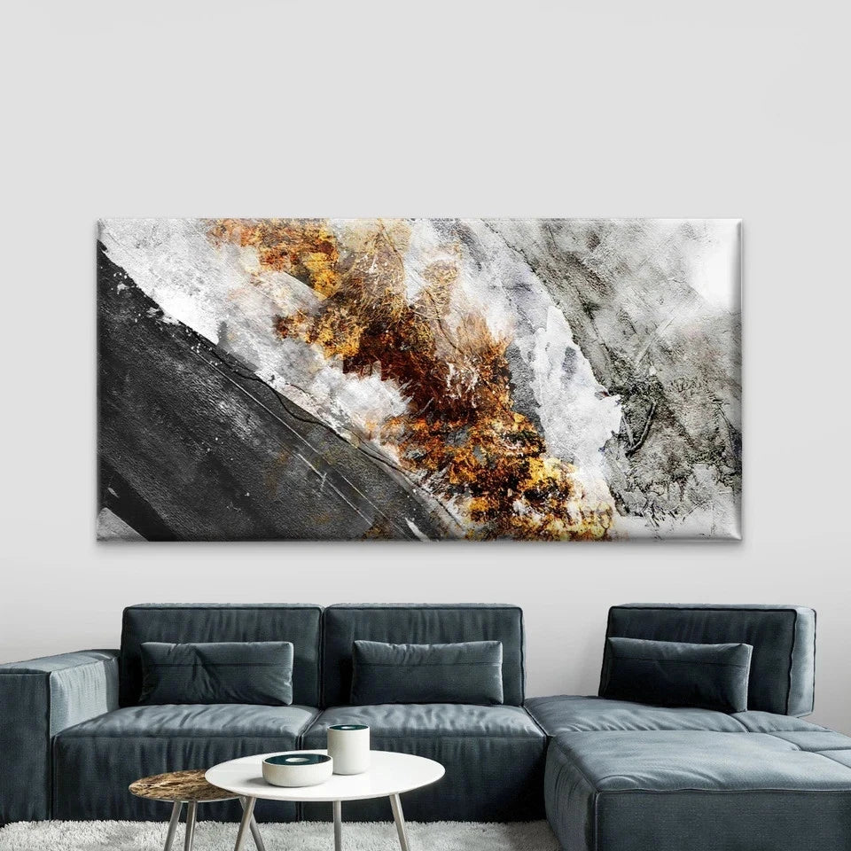 Abstract Painting Dark Colors Wall Art Canvas Office Home Room Framed 120x60cm