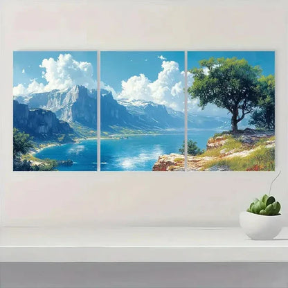 3pcs Vintage Landscape Lake View KL Wall Art Set Canvas Unframed - High Quality Print 100% Australian Made Wall Canvas - Bella Home Decor
