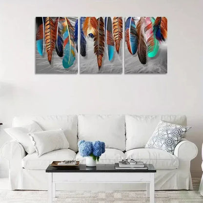 3pcs Modern Cool Decorative Feather Aesthetic Wall Art Canvas Unframed - High Quality Print 100% Australian Made Wall Canvas