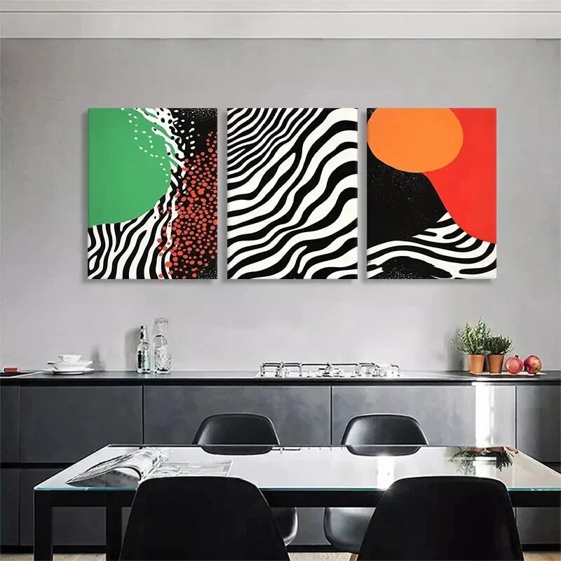 3pcs Modern Abstract Zebra Stripes Perfect Wall Art Set Canvas Framed 40x60cm - High Quality Print 100% Australian Made Wall Canvas Ready to Hang