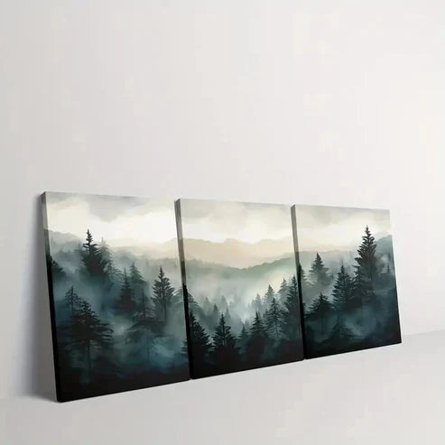 3pcs Mountain and Trees Landscape Wall Art Set Canvas Unframed - High Quality Print 100% Australian Made Wall Canvas