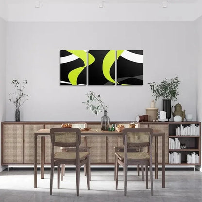 3pcs Abstract Black Gray & Yellow Geometric Metal Print Ready to Hang Art - Bella Home Decor