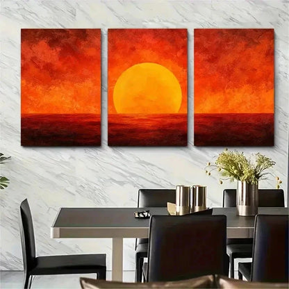 3pcs Abstract Large Sun Decor Perfect Wall Art Set Canvas Framed 50x70cm - High Quality Print 100% Australian Made Wall Canvas Ready to Hang - Bella Home Decor
