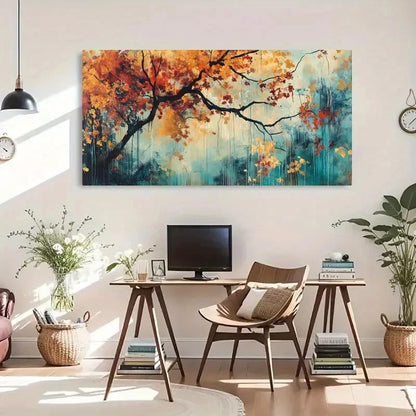 Vibrant Autumn Colors Abstract Wall Art Canvas Office Home Room Framed 120x60cm - Bella Home Decor