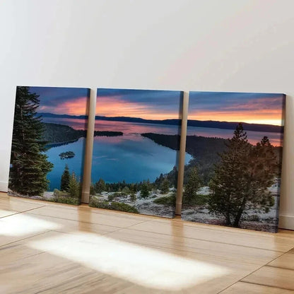 3pcs Mountain Forest Sea Sunset Decoration Wall Art Set Canvas Framed 40x60cm - High Quality Print 100% Australian Made Wall Canvas Ready to Hang - Bella Home Decor