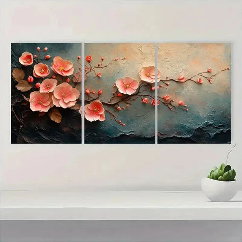 3pcs Pink Vine & Cherry Blossom Modern Perfect Wall Art Canvas Unframed - High Quality Print 100% Australian Made Wall Canvas