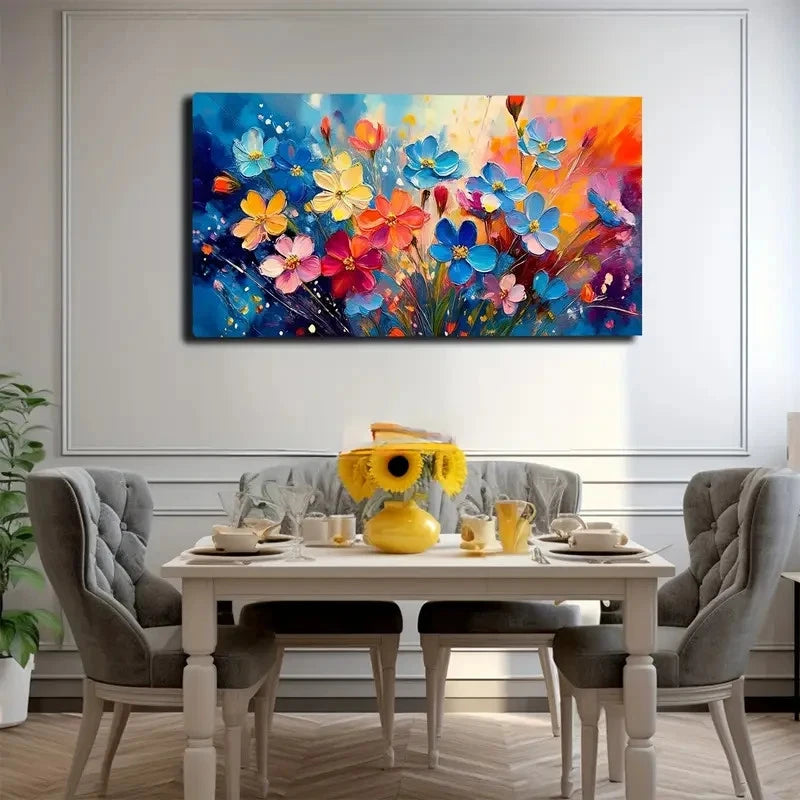 Vibrant Butterfly Floral Wall Art canvas office home room framed 120x60cm
