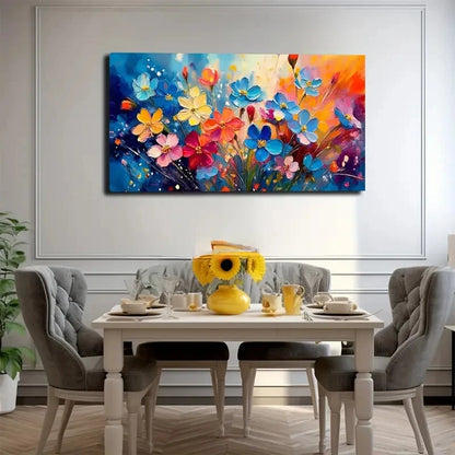 Vibrant Butterfly Floral Wall Art canvas office home room framed 120x60cm