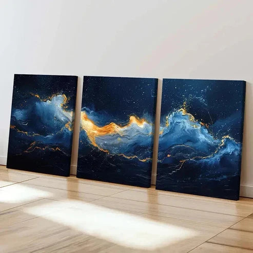 3pcs Abstract Psychedelic Aesthetic Nebula Wall Art Canvas Unframed - High Quality Print 100% Australian Made Wall Canvas - Bella Home Decor
