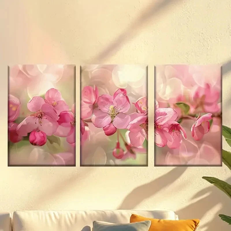 3pcs Charming Pink Cherry Blossoms Wall Art Set Canvas Framed 40x60cm - High Quality Print 100% Australian Made Wall Canvas Ready to Hang - Bella Home Decor