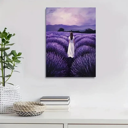 Beautiful Lavende Serene Purple Landscape Painting 40x60cm Metal Print Ready to Hang - Bella Home Decor