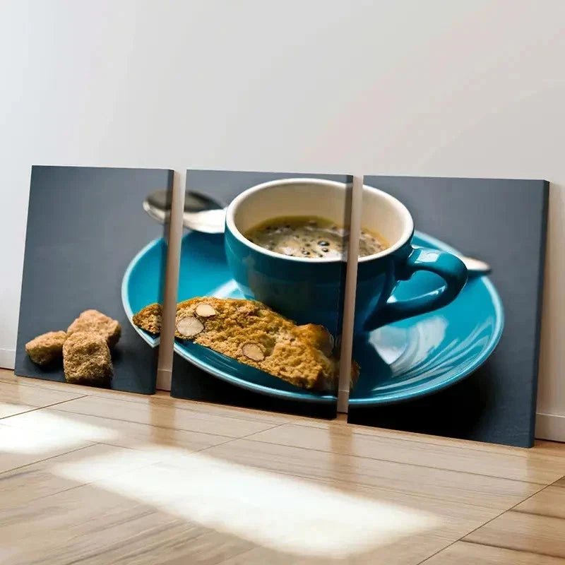 3pcs Breakfast Coffee Cookies Modern Wall Art Set Canvas Framed 50x70cm - High Quality Print 100% Australian Made Wall Canvas Ready to Hang - Bella Home Decor