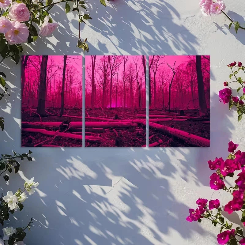 3pcs Great Leap Forest in Infrared After Fire Metal Print Ready to Hang Art