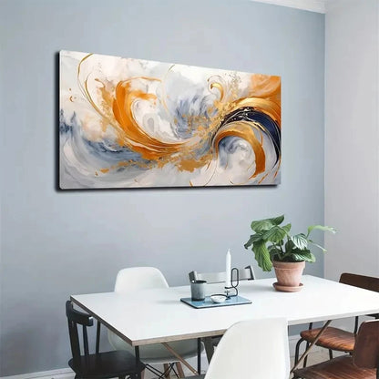 Golden & Blue Spiral Painting Wall Art canvas office home room framed 120x60cm - Bella Home Decor
