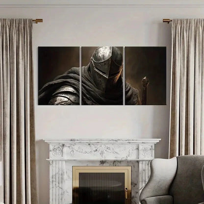 3pcs Medieval Knight Armor Dark Cloak Wall Art Set Canvas Framed 40x60cm - High Quality Print 100% Australian Made Wall Canvas Ready to Hang