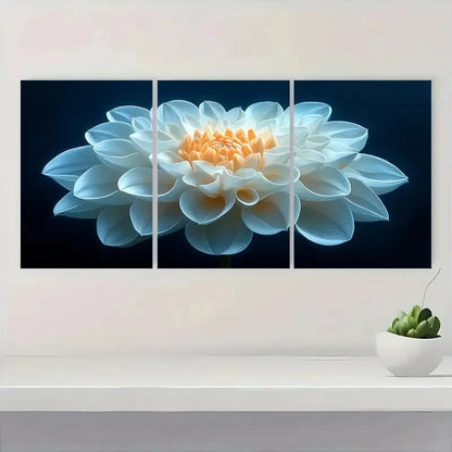 3pcs  White Dahlia Flower Nature Inspired    Wall Art Set Canvas Framed 40x60cm - High Quality Print 100% Australian Made Wall Canvas Ready to Hang - Bella Home Decor