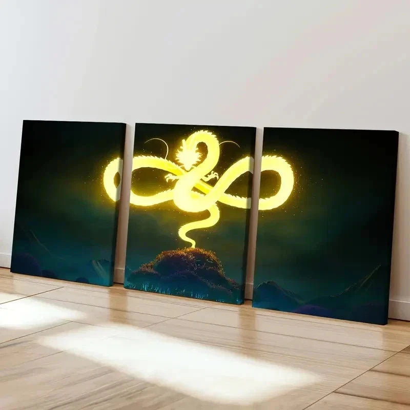 3pcs Classic Japanese Dragon Painting Wall Art Set Canvas Framed 40x60cm - High Quality Print 100% Australian Made Wall Canvas Ready to Hang - Bella Home Decor