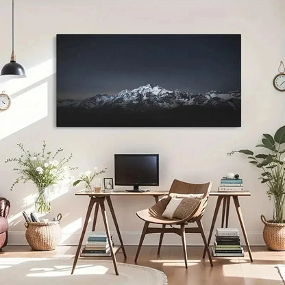 Snow-Capped Peaks Starry Sky Wall Art Canvas Office Home Room Framed 120x60cm