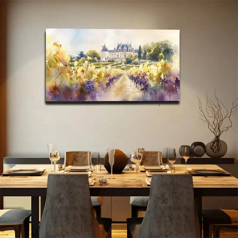 Castle Vineyard Waterproof Wall Art Canvas Office Home Room Framed 120x60cm