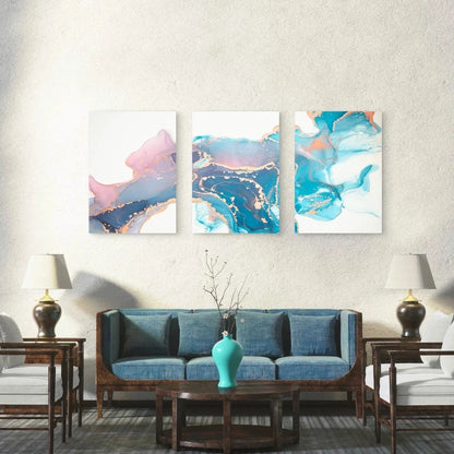 3pcs Golden Tides Of Abstract Flow Wall Art Set Canvas Framed 50x70cm - High Quality Print 100% Australian Made Wall Canvas Ready to Hang - Bella Home Decor