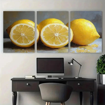 3pcs Lemon Slices Décor Delicious Perfect Wall Art Set Canvas Framed 50x70cm - High Quality Print 100% Australian Made Wall Canvas Ready to Hang - Bella Home Decor