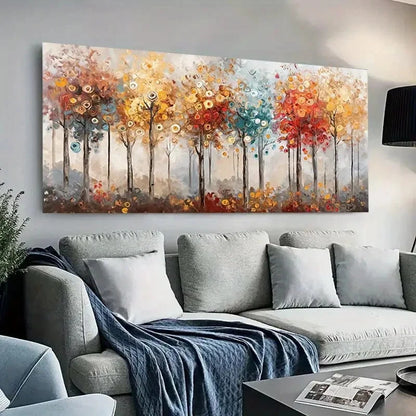 Vibrant Autumn Trees wall canvas office home room framed 120x60cm - Bella Home Decor