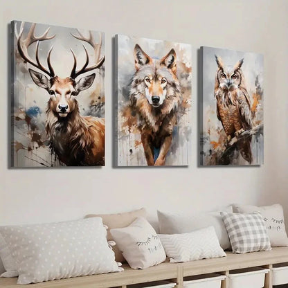 3pcs Wild Nature Animal Portraits Décor Perfect Wall Art Set Canvas Framed 40x60cm - High Quality Print 100% Australian Made Wall Canvas Ready to Hang - Bella Home Decor