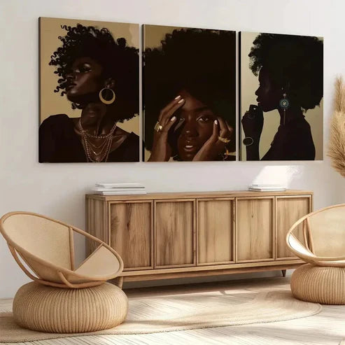 3pcs Modern Art Luxurious Stylish Glamour Figure Wall Art Set Canvas Unframed - High Quality Print 100% Australian Made Wall Canvas - Bella Home Decor