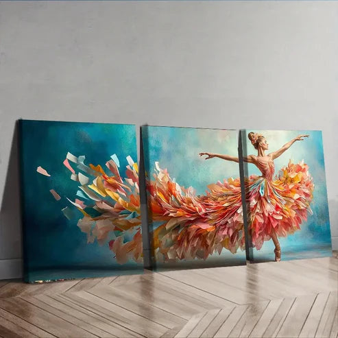 3pcs A Flowing Ballerina Bright Beauty Perfect Wall Art Set Canvas Unframed - High Quality Print 100% Australian Made Wall Canvas