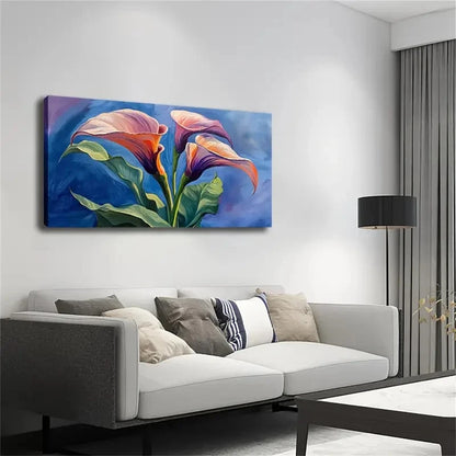 Vibrant Watercolor Calla Lily Wall Art Canvas Office Home Room Framed 120x60cm