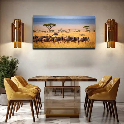 African Savannah Wall Art Canvas Office Home Room Framed 120x60cm