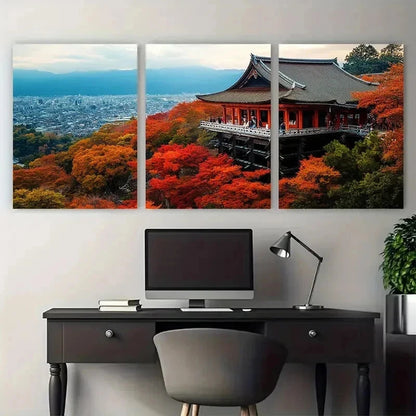 3pcs Japan Kyoto Travel Decor Nature Perfect Wall Art Set Canvas Framed 50x70cm - High Quality Print 100% Australian Made Wall Canvas Ready to Hang